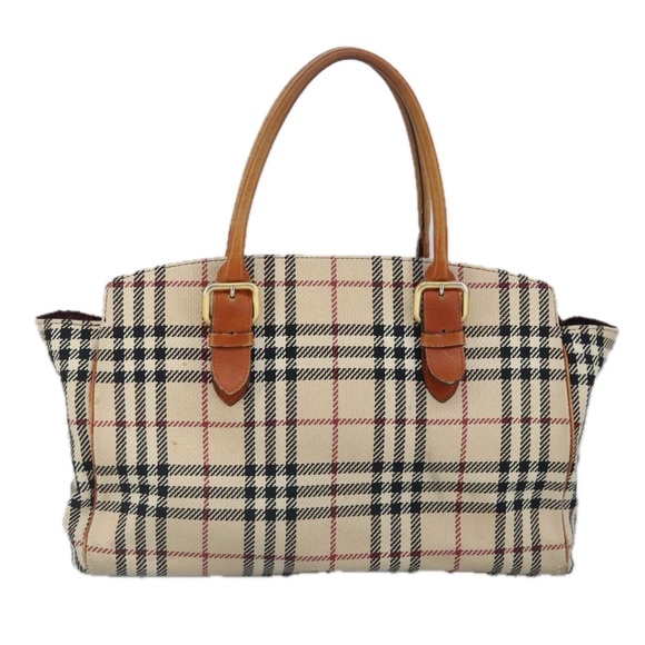 BURBERRY Nova Check Tote Bag Canvas Beige Gold Auth 98863 - Picture 13 of 16